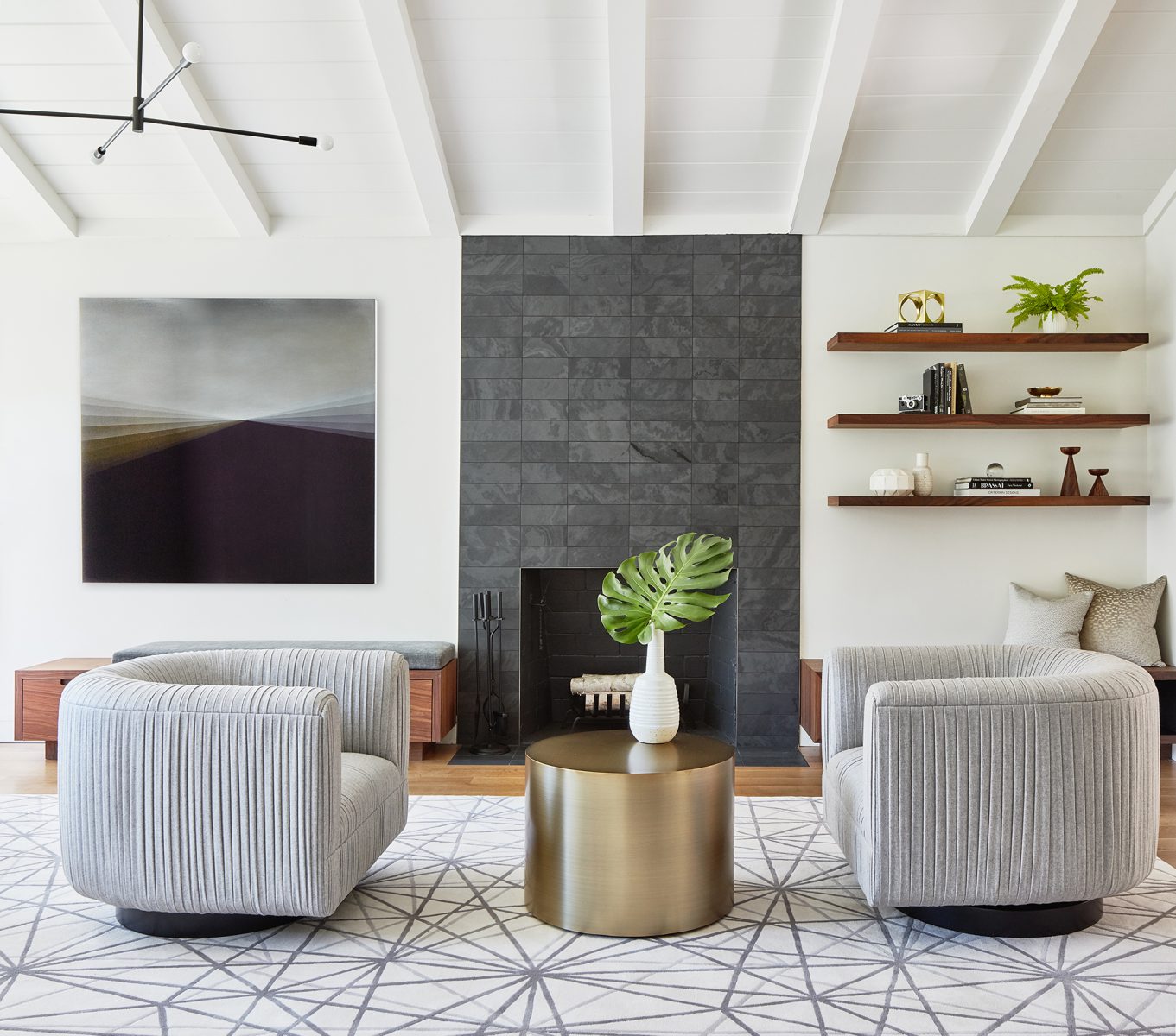 mid century living room Orinda home